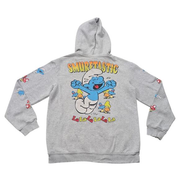The Smurfs Smurftastic Gray Hooded Sweater Kangaroo Hoodie - Picture 8 of 8